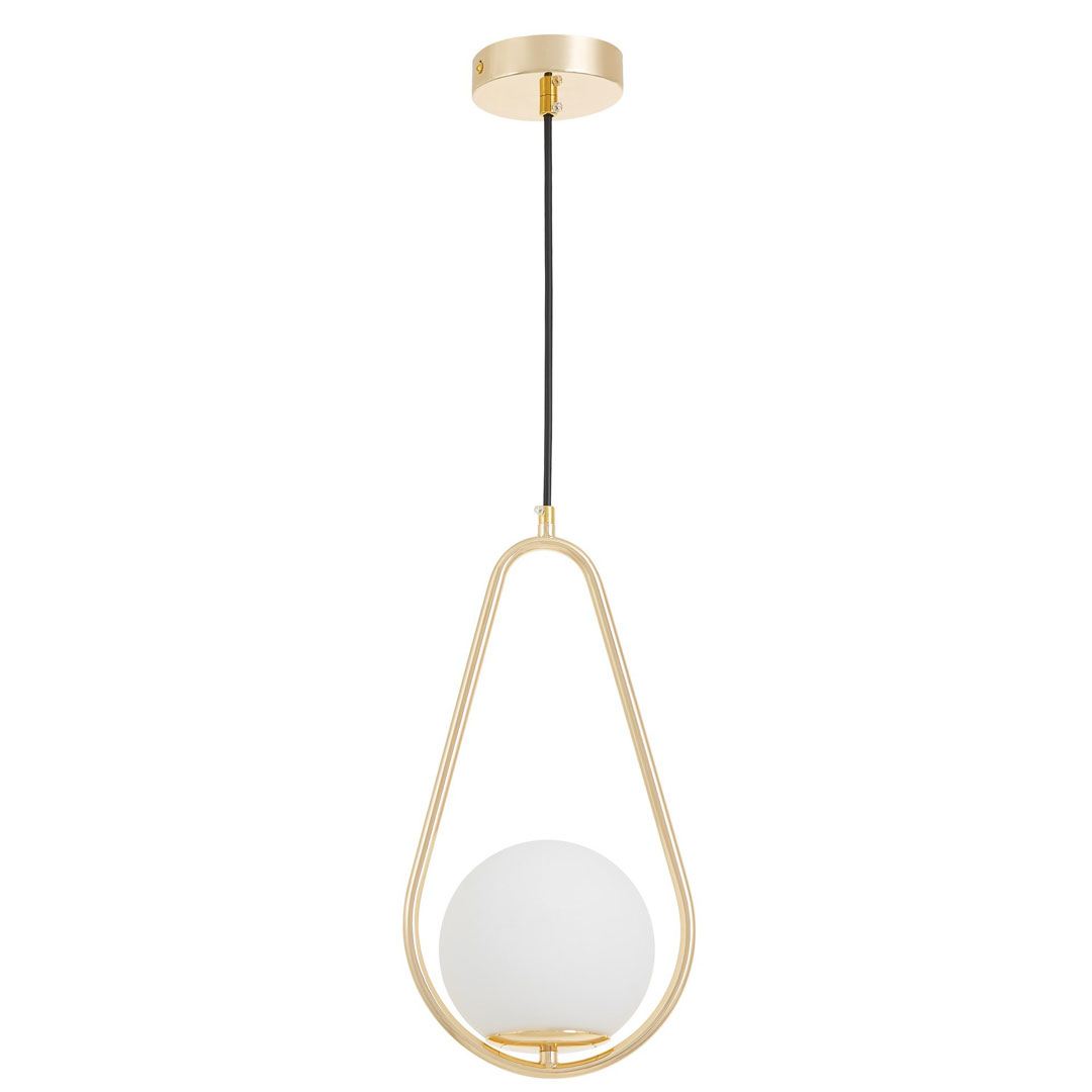 Nowoczesna lampa wisząca FORNERI D20 w kolorze mosiądzu z okrągłym kloszem - Lumina Deco zdjęcie 2