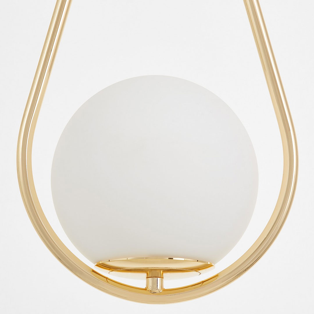 Nowoczesna lampa wisząca FORNERI D20 w kolorze mosiądzu z okrągłym kloszem - Lumina Deco zdjęcie 3