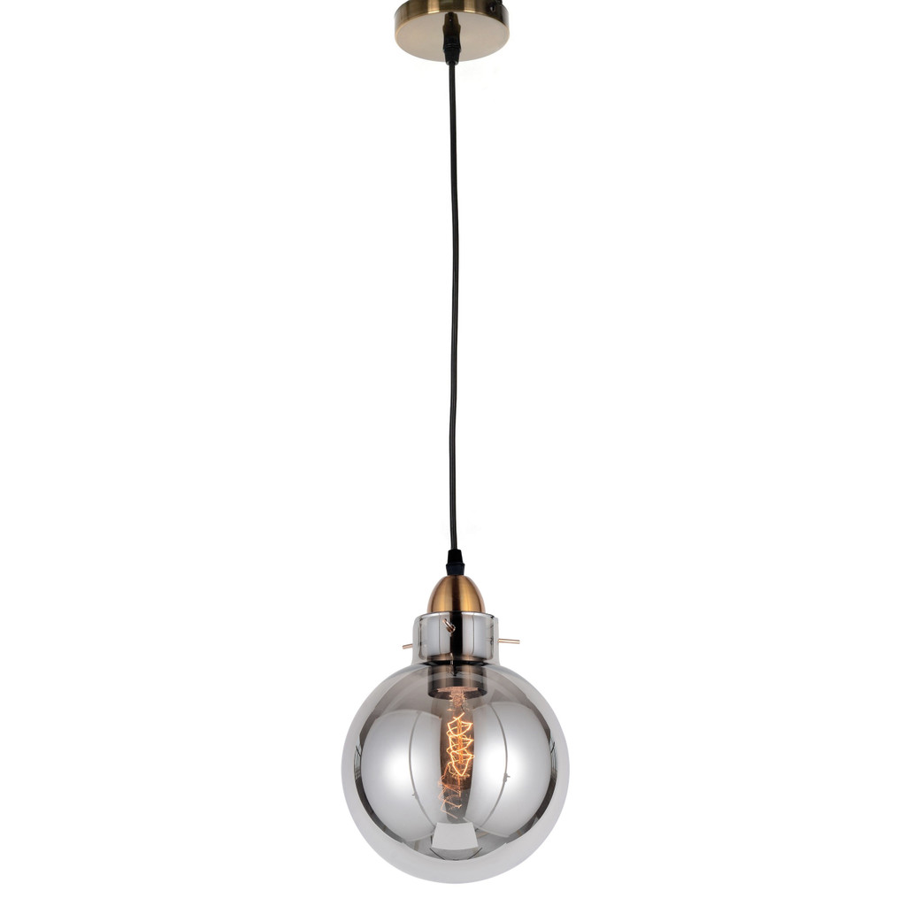 Dymiona lampa wisząca, industrialna z mosiężnymi akcentami CALVI - Lumina Deco zdjęcie 2
