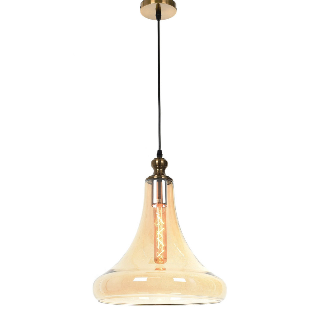 Nowoczesna, bursztynowo-mosiężna lampa wisząca, loftowa ZAGA - Lumina Deco zdjęcie 2
