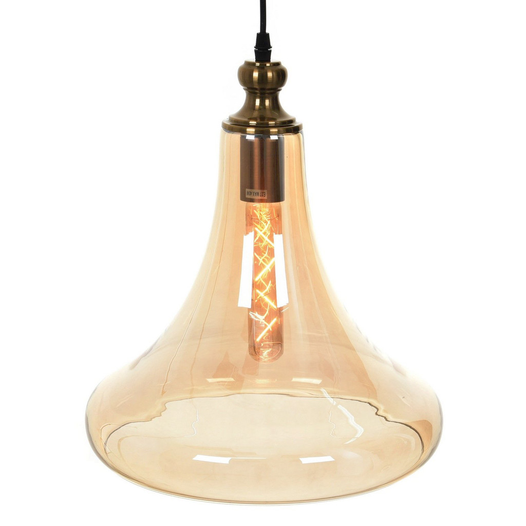 Nowoczesna, bursztynowo-mosiężna lampa wisząca, loftowa ZAGA - Lumina Deco zdjęcie 3