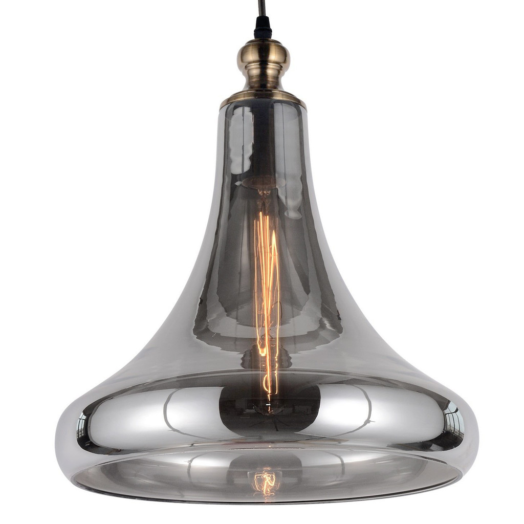 Designerska, dymiona lampa wisząca, z mosiężnymi akcentami, loftowa ZAGA - Lumina Deco zdjęcie 1