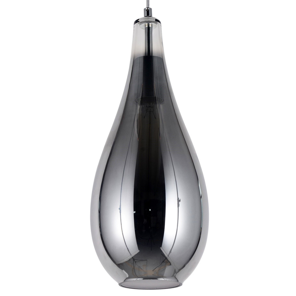Designerska, chromowana lampa wisząca, szklana, dymiona LAURIS - Lumina Deco zdjęcie 1