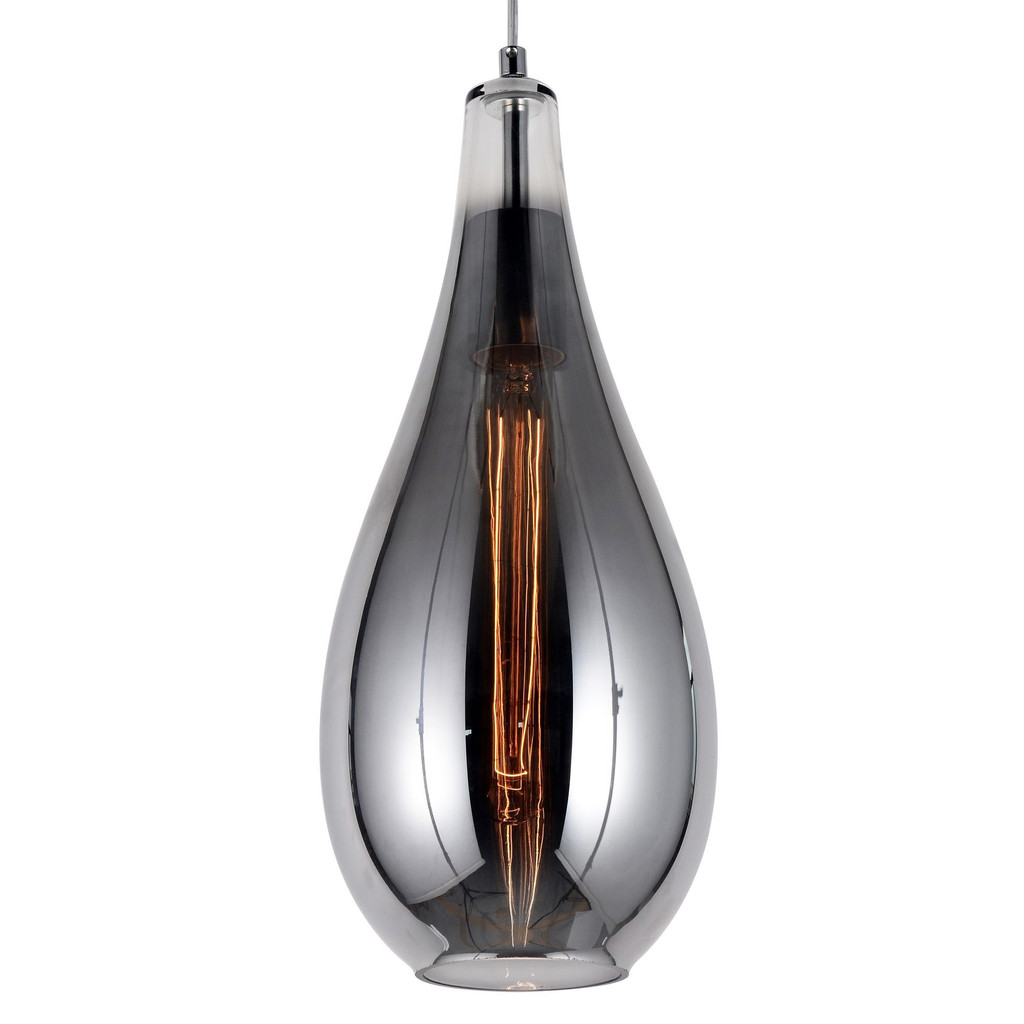 Designerska, chromowana lampa wisząca, szklana, dymiona LAURIS - Lumina Deco zdjęcie 2