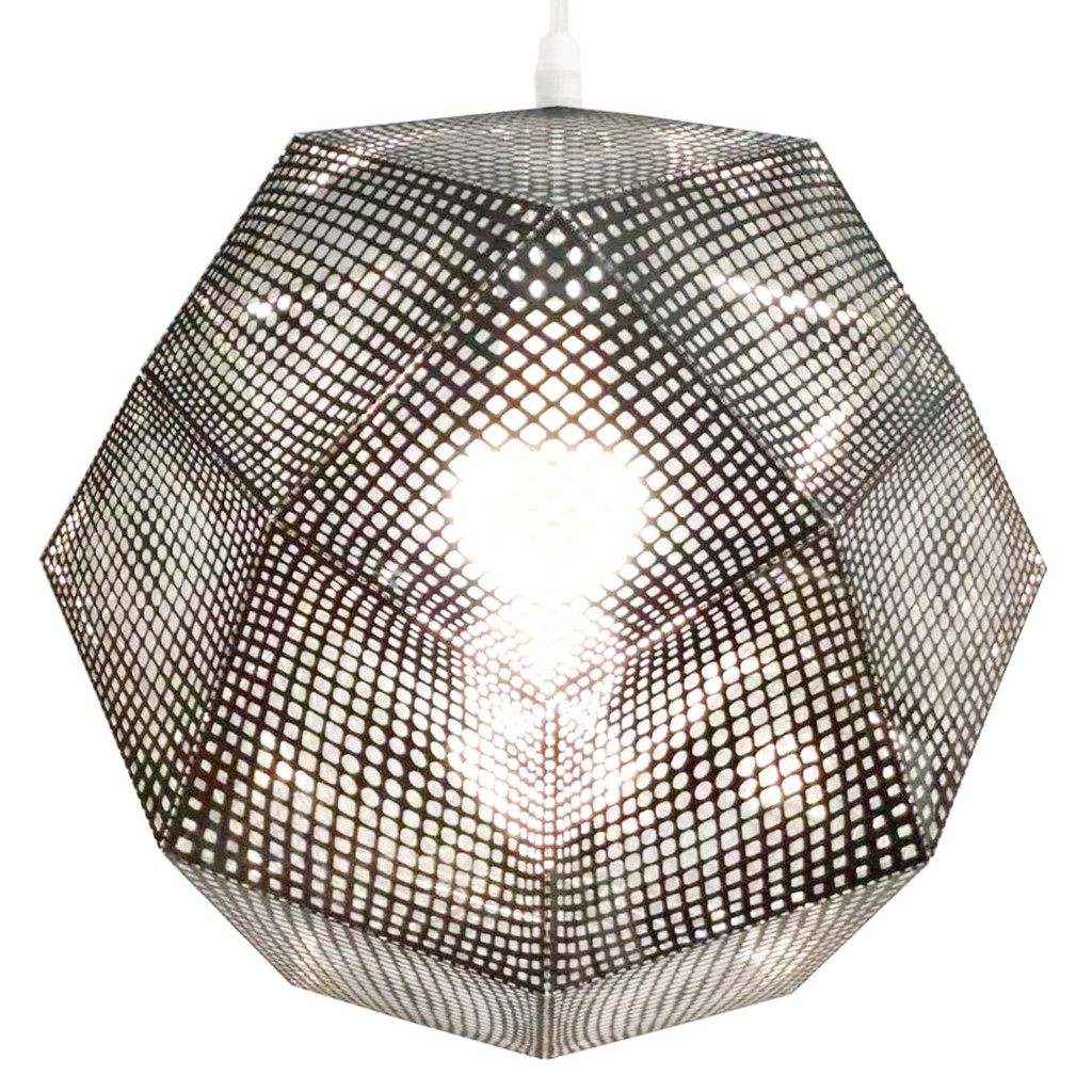 Metalowa chromowana lampa wisząca ASCONA z siateczki w nowoczesnym stylu - Lumina Deco zdjęcie 2