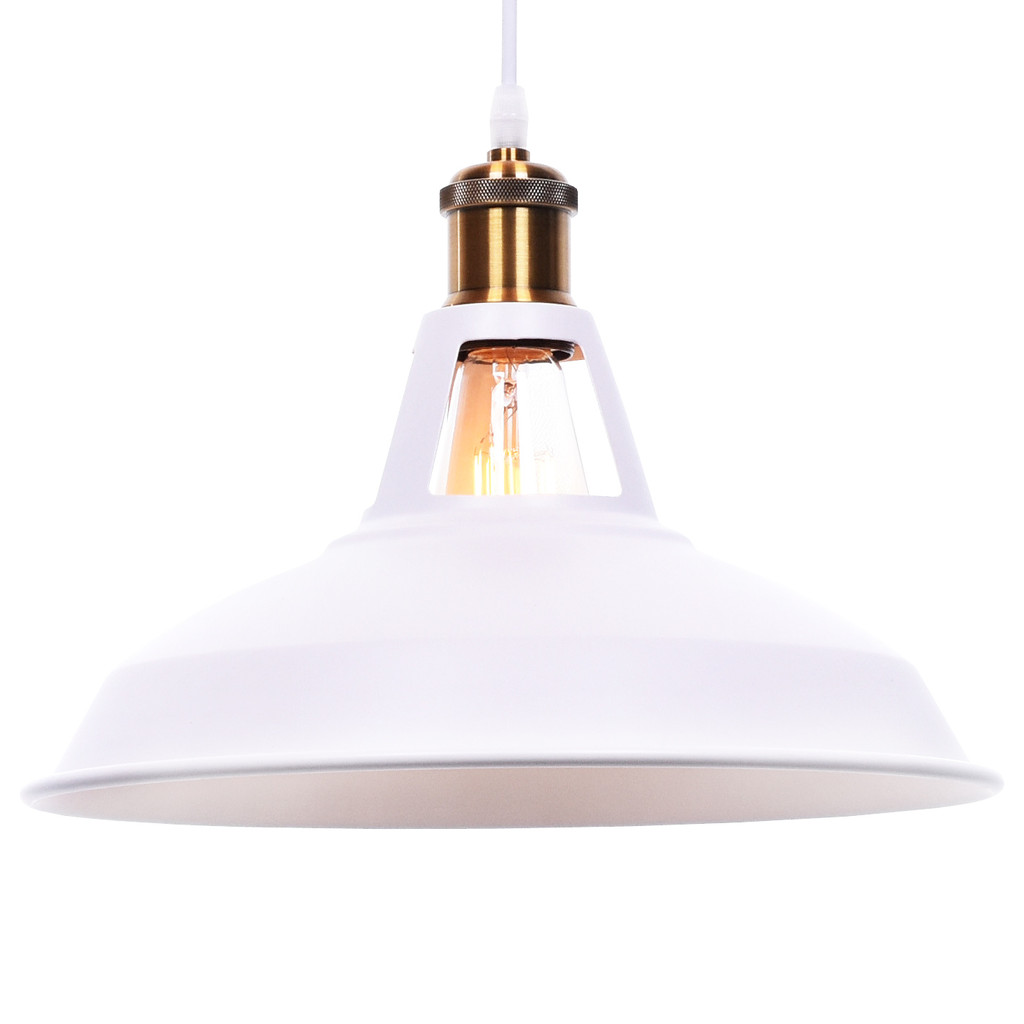 Industrialna biała lampa wisząca ZONDA metalowa okrągła - Lumina Deco zdjęcie 1