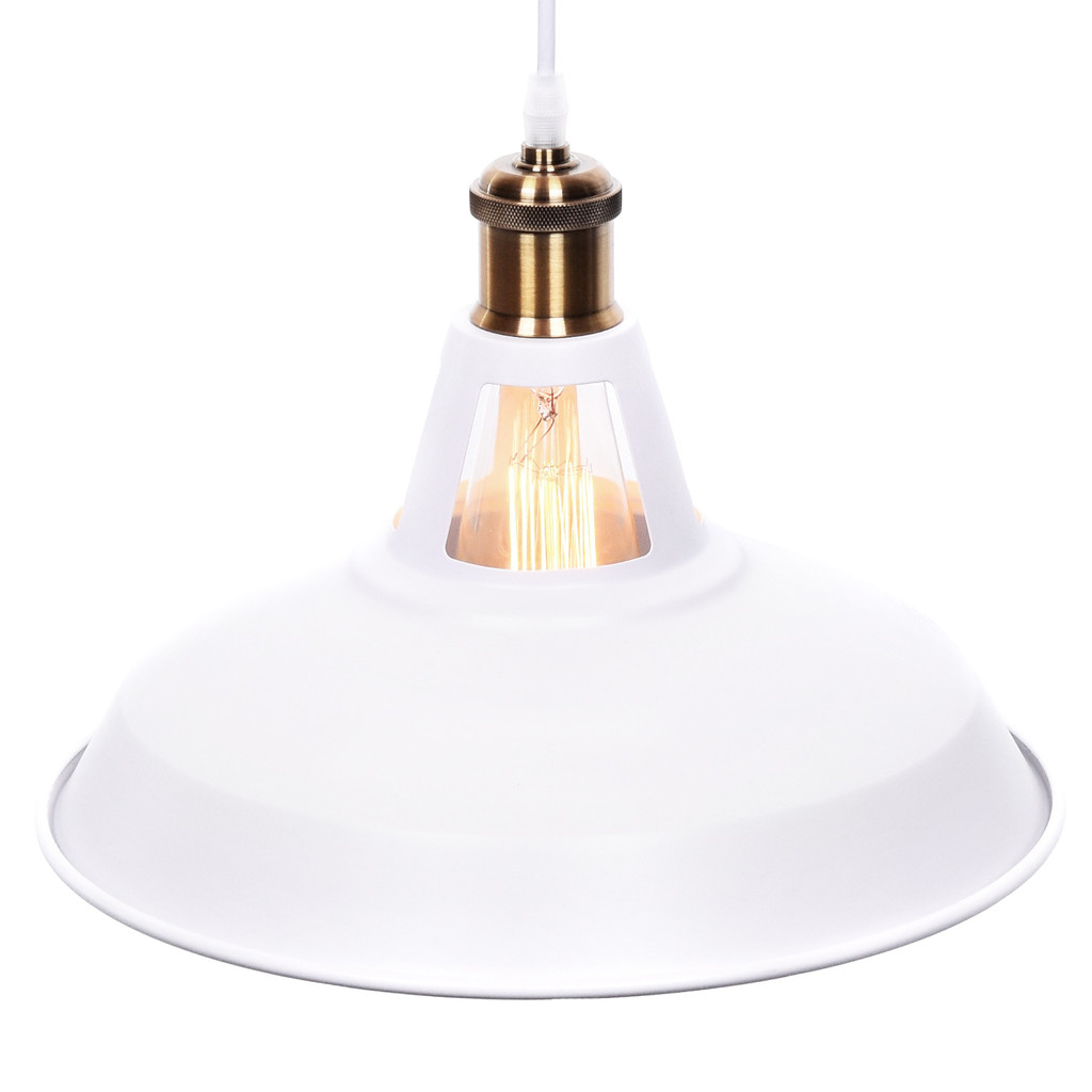 Industrialna biała lampa wisząca ZONDA metalowa okrągła - Lumina Deco zdjęcie 4