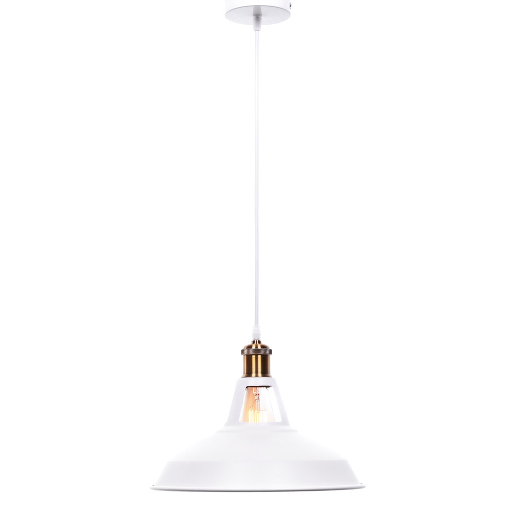Industrialna biała lampa wisząca ZONDA metalowa okrągła - Lumina Deco zdjęcie 3