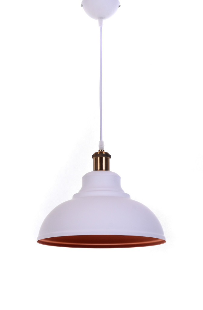 Biała lampa wisząca BOGGI loftowa półokrągła metalowa stylowa - Lumina Deco zdjęcie 2