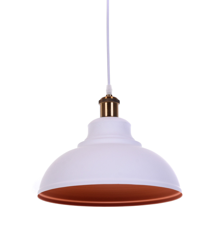 Biała lampa wisząca BOGGI loftowa półokrągła metalowa stylowa - Lumina Deco zdjęcie 3