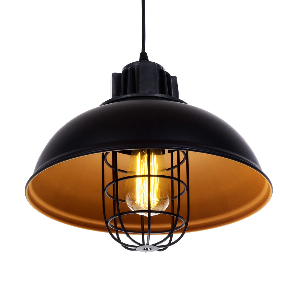 Półokrągłą czarna lampa wisząca FUKO metalowa w stylu industrialna - Lumina Deco zdjęcie 4