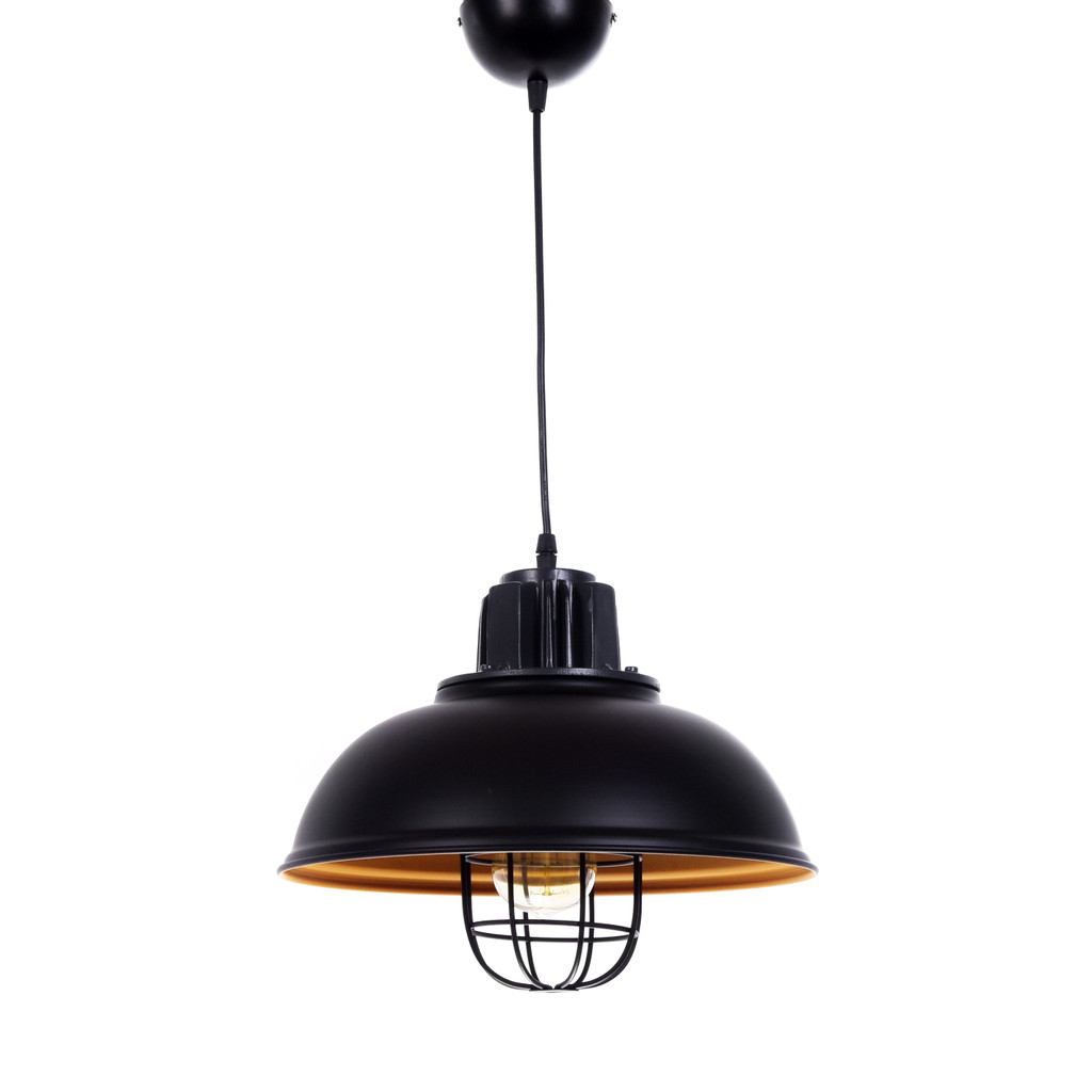 Półokrągłą czarna lampa wisząca FUKO metalowa w stylu industrialna - Lumina Deco zdjęcie 3