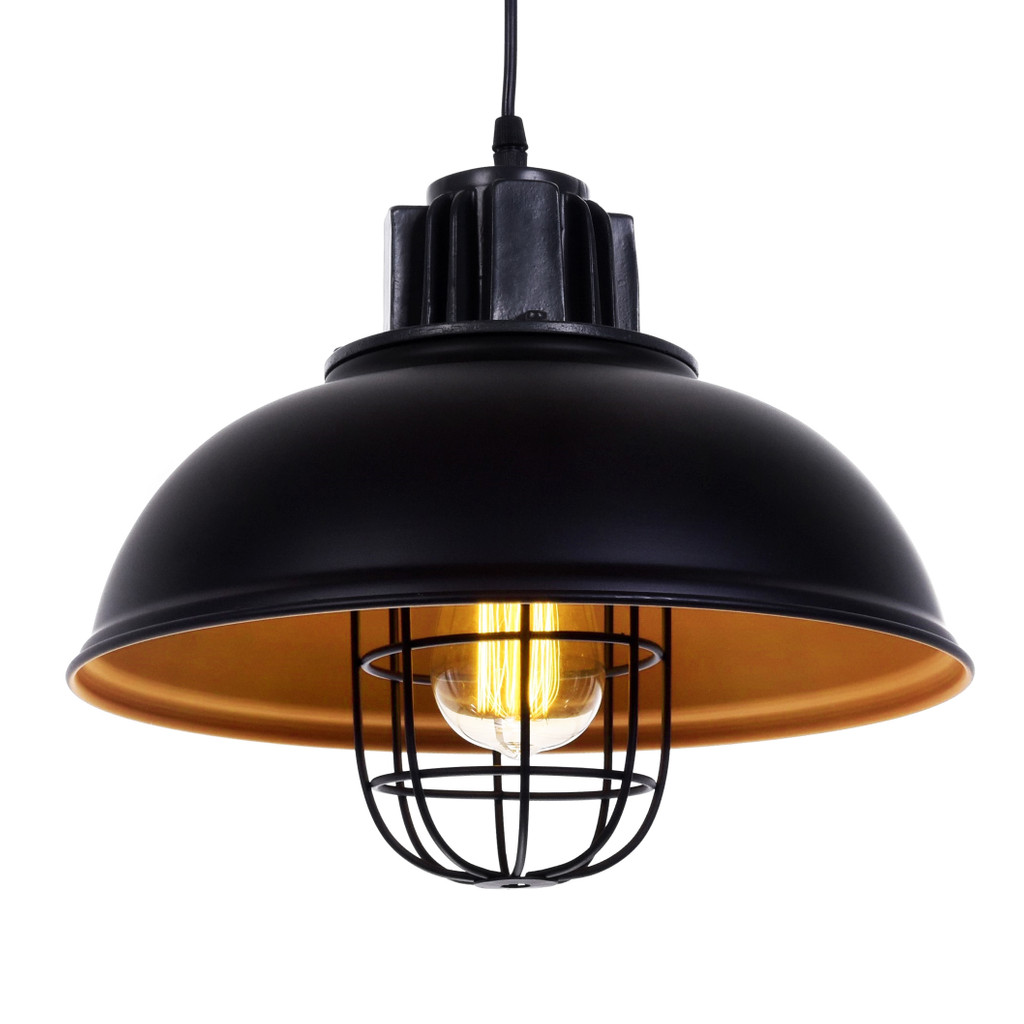 Półokrągłą czarna lampa wisząca FUKO metalowa w stylu industrialna - Lumina Deco zdjęcie 1