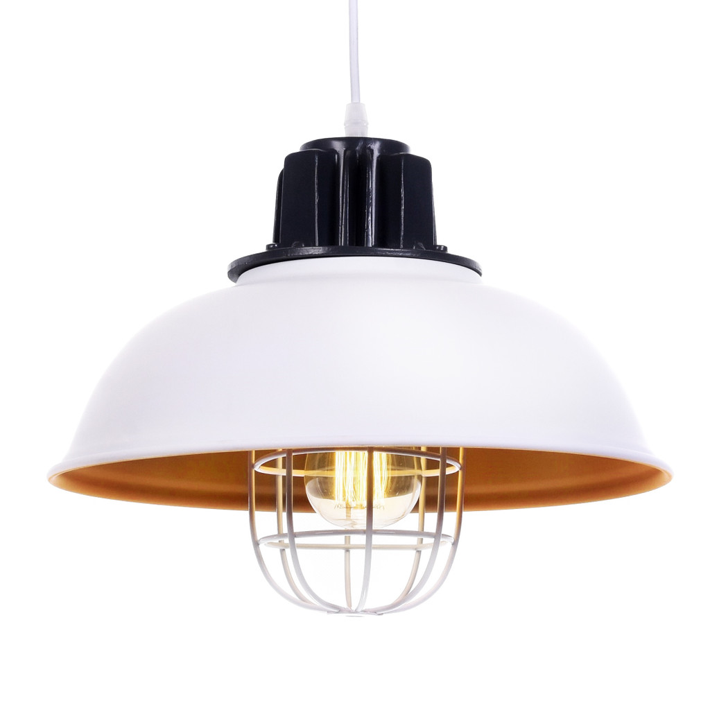 Metalowa biała lampa wisząca FUKO półokrągła regulowana loftowa - Lumina Deco zdjęcie 1