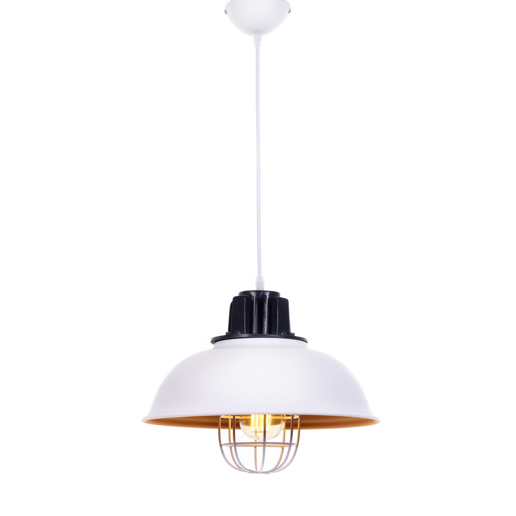 Metalowa biała lampa wisząca FUKO półokrągła regulowana loftowa - Lumina Deco zdjęcie 3