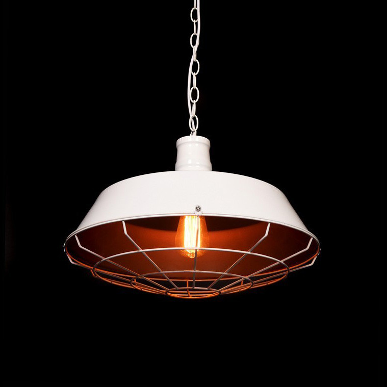 Metalowa biała lampa wisząca ARIGIO złoty środek, druciana osłona - Lumina Deco zdjęcie 1