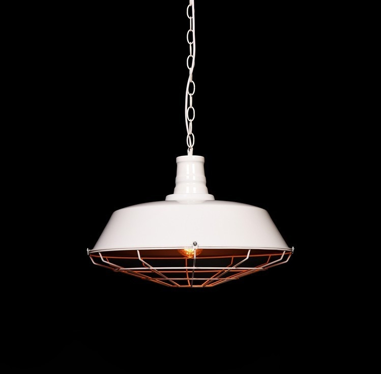Metalowa biała lampa wisząca ARIGIO złoty środek, druciana osłona - Lumina Deco zdjęcie 2