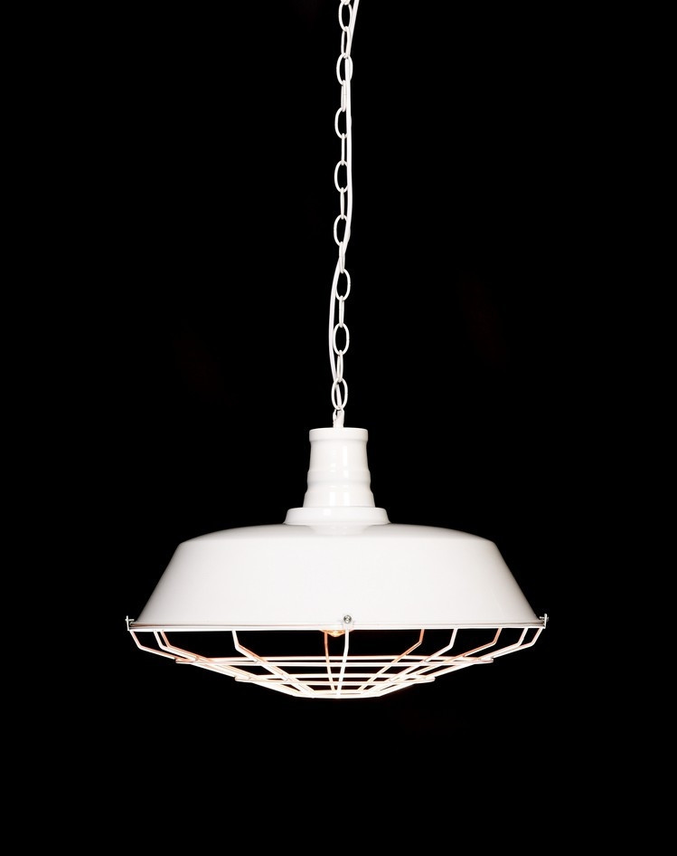 Metalowa biała lampa wisząca ARIGIO złoty środek, druciana osłona - Lumina Deco zdjęcie 3