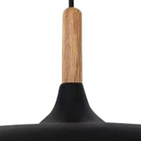 Elegancka lampa wisząca w kolorze czarnym BERSI D32, nordycka z drewnianym elementem - Lumina Deco zdjęcie 2