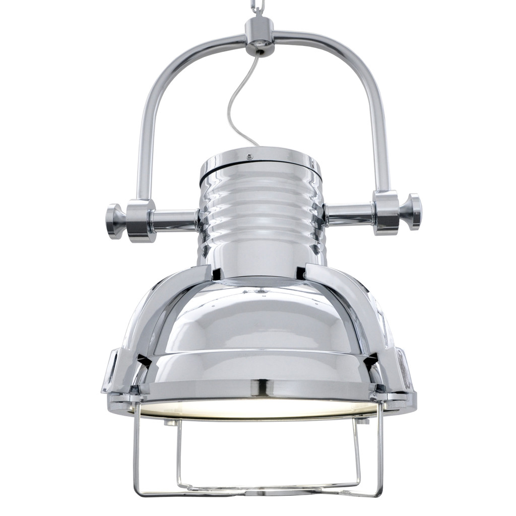 Chromowana lampa wisząca LOFFI w stylu industrialnym, półokrągła srebrna - Lumina Deco zdjęcie 1