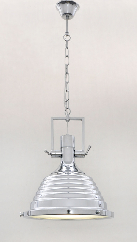 Metalowa chromowana przemysłowa lampa wisząca BRAGGI loft stylowa - Lumina Deco zdjęcie 3