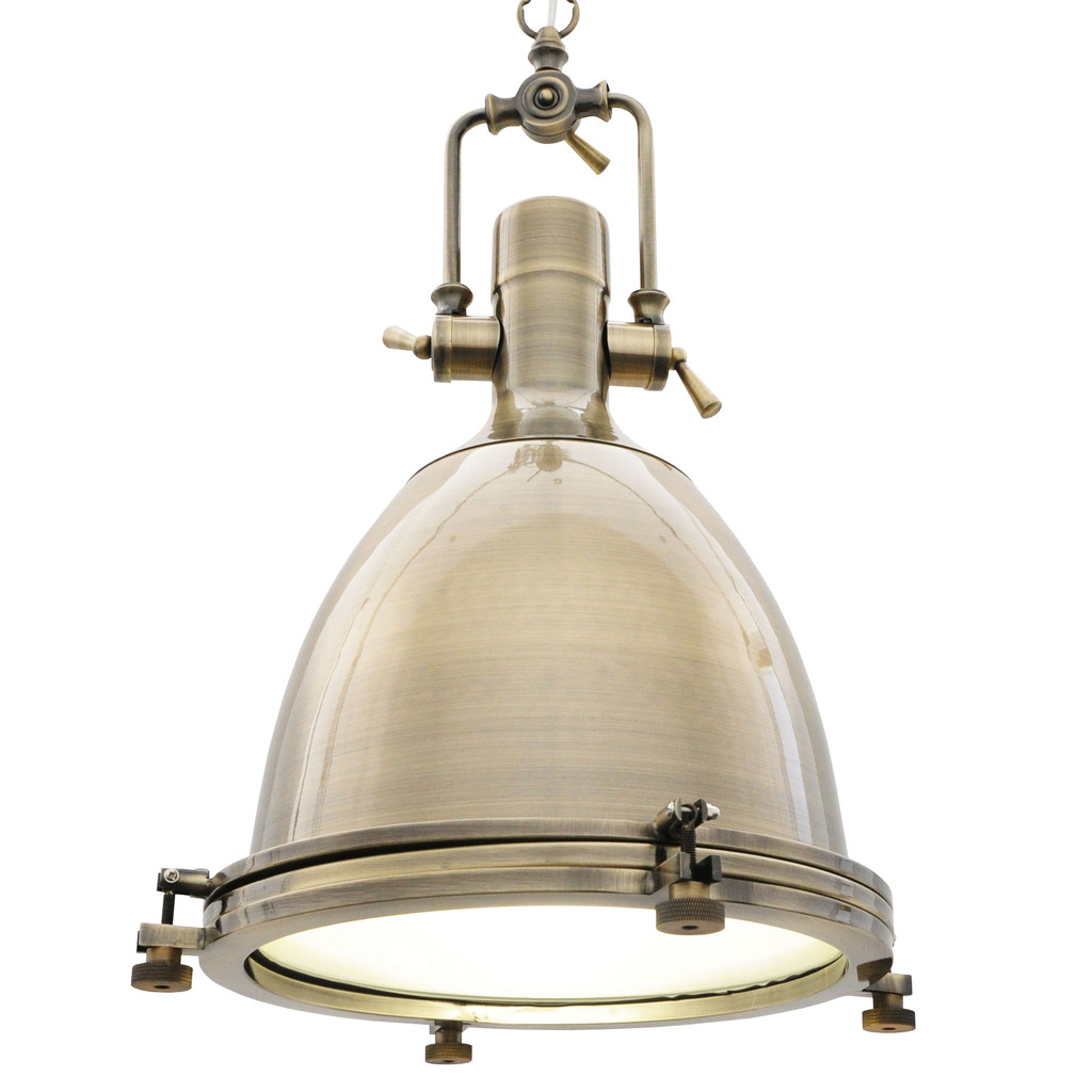 Metalowa półokrągła lampa wisząca ALCANTARE mosiężna na łańcuchu - Lumina Deco zdjęcie 1