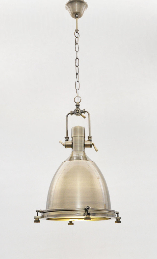 Metalowa półokrągła lampa wisząca ALCANTARE mosiężna na łańcuchu - Lumina Deco zdjęcie 3