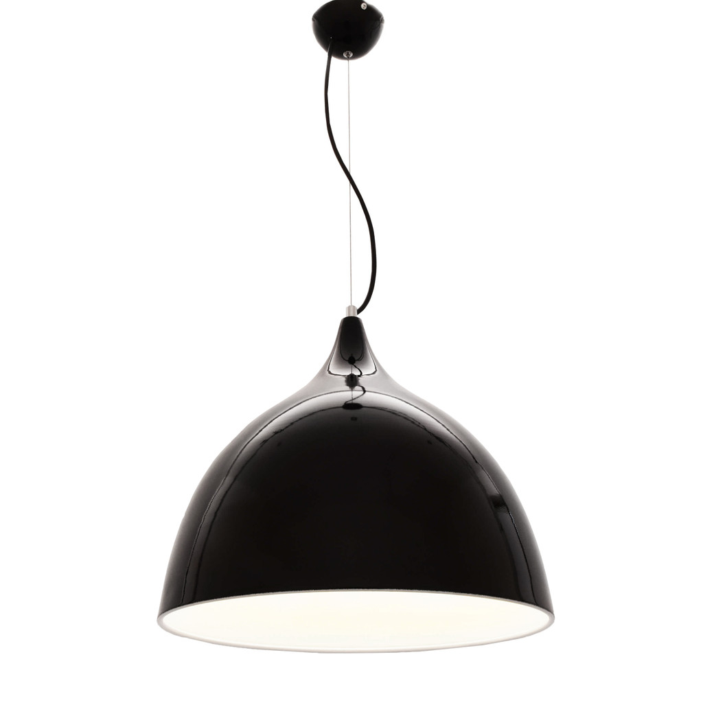 Nowoczesna czarna lampa wisząca VITTORIO metalowa z połyskiem - Lumina Deco zdjęcie 3