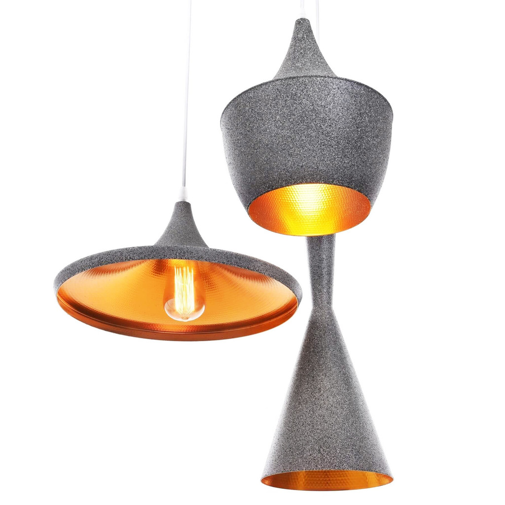 Designerska, potrójna, granitowa lampa wisząca FOGGI W3 ze złotym wnętrzem - Lumina Deco zdjęcie 2