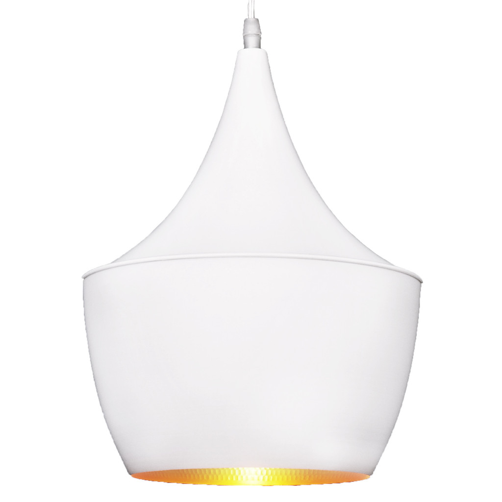 Designerska biała lampa FOGGI 12B okrągła industrialna, złoty środek, zwis - Lumina Deco zdjęcie 1