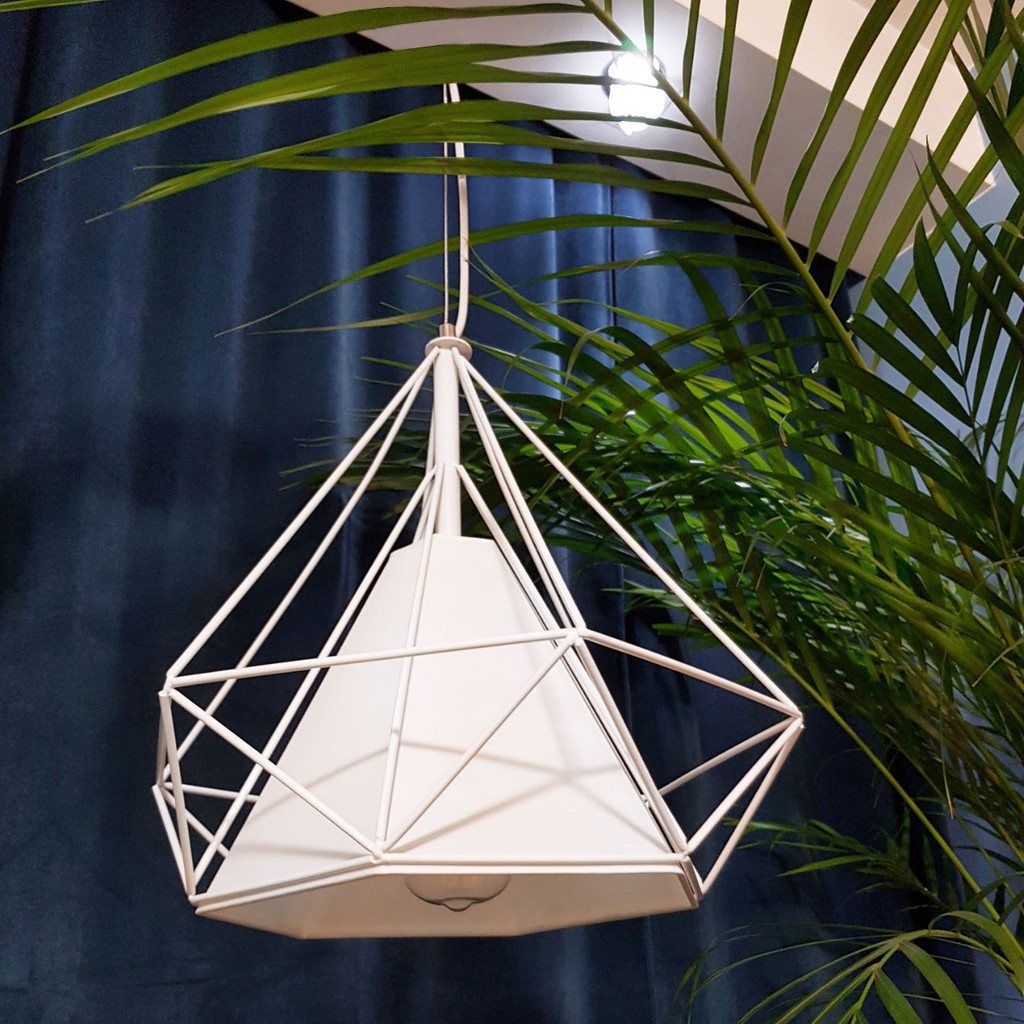 Biała lampa wisząca druciana diament FORTI nowoczesna loft skandynawska - Lumina Deco zdjęcie 2
