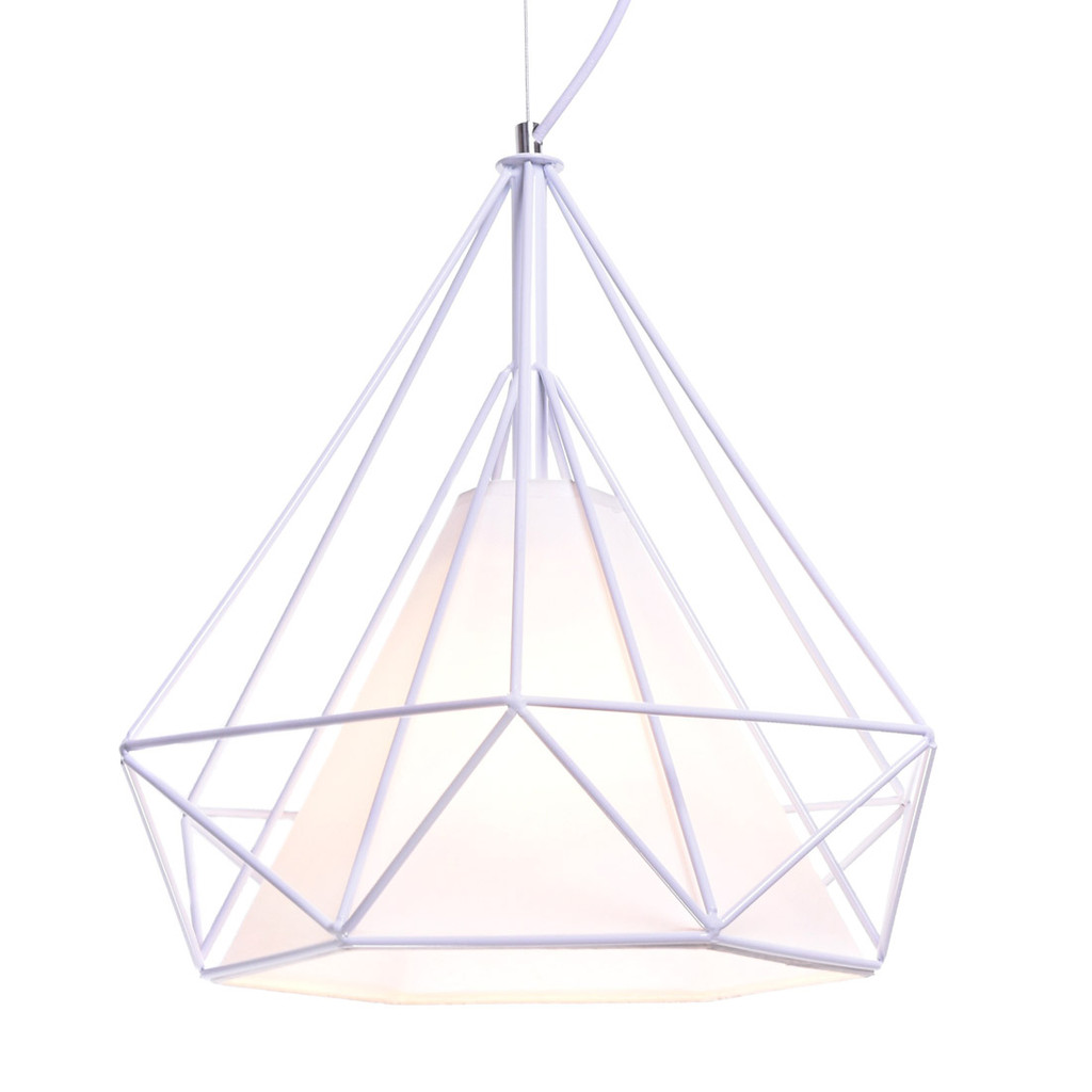 Biała lampa wisząca druciana diament FORTI nowoczesna loft skandynawska - Lumina Deco zdjęcie 1