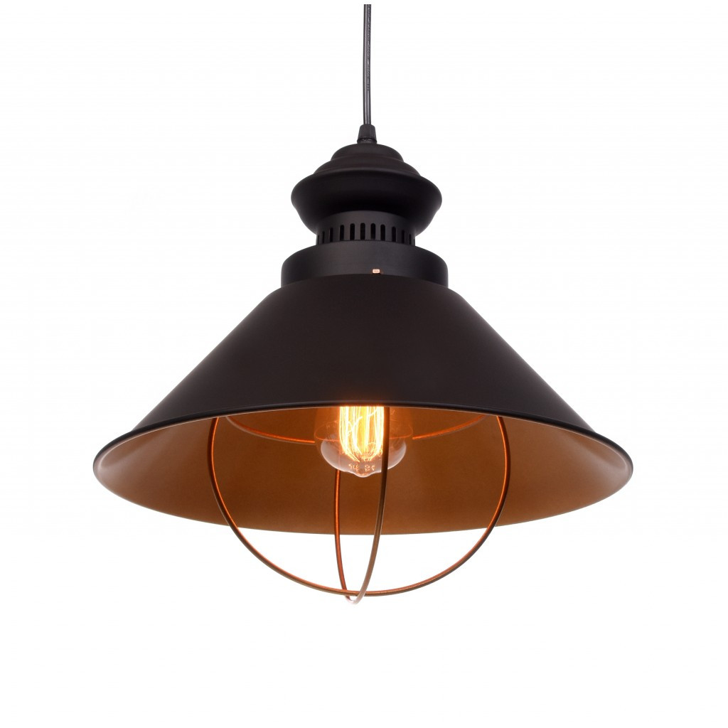 Czarna lampa do loftu KUGAR industrialna wisząca metalowa, klosz stożkowy - Lumina Deco zdjęcie 4