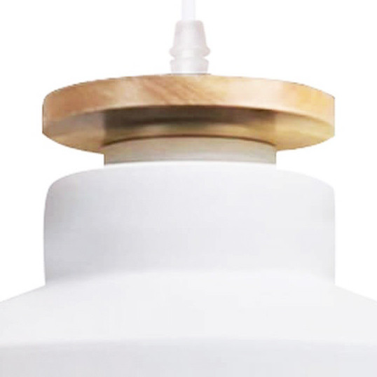 Biała lampa wisząca w stylu skandynawskim LEVANTI D30 z drewnianym dodatkiem - Lumina Deco zdjęcie 2