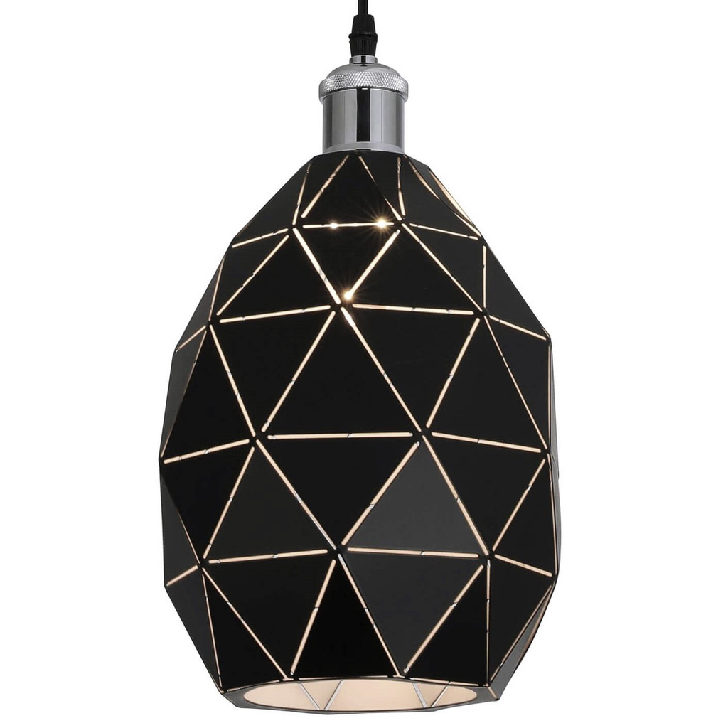 Czarna lampa wisząca PESTICO z chromowanymi częściami w skandynawskim stylu - Lumina Deco zdjęcie 1