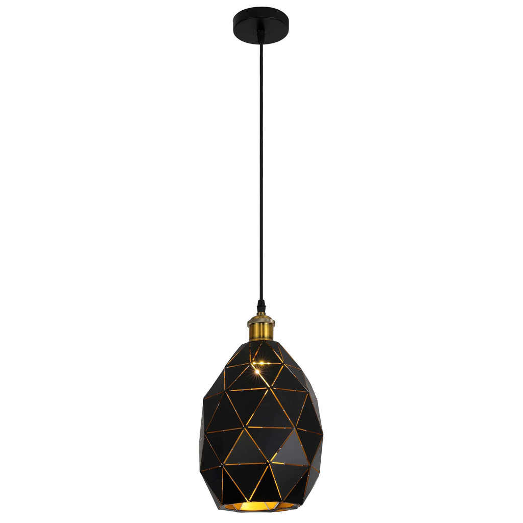 Skandynawska czarna lampa wisząca PESTICO z elementami w kolorze mosiądzu - Lumina Deco zdjęcie 2