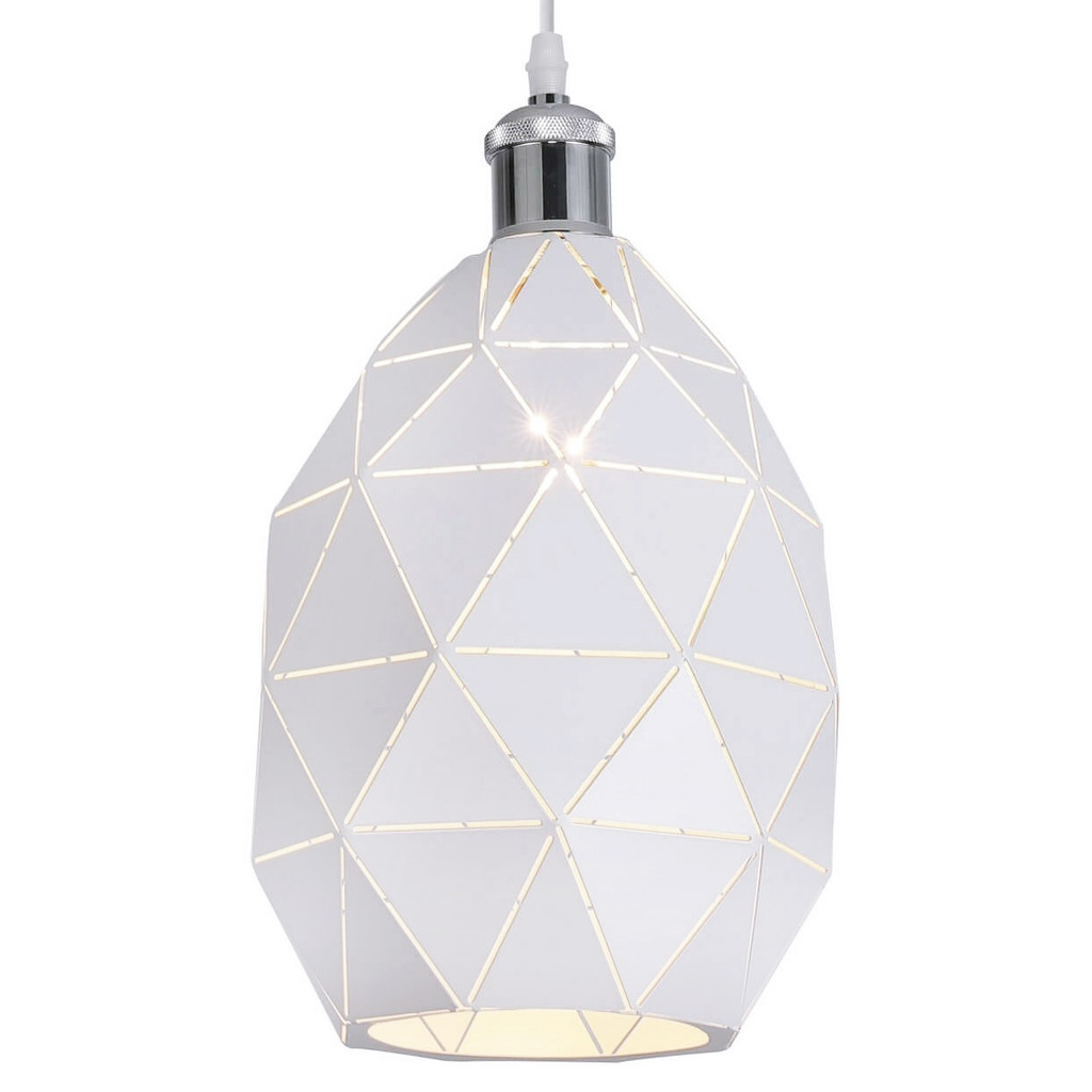 Designerska biała lampa wisząca PESTICO z metalowym kloszem - Lumina Deco zdjęcie 1