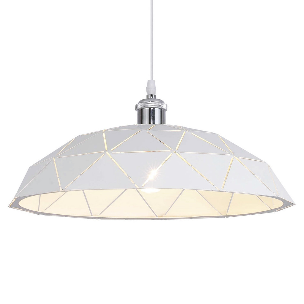 Metalowa biała lampa wisząca GROSETTO W1 w skandynawskim stylu, designerski klosz - Lumina Deco zdjęcie 1