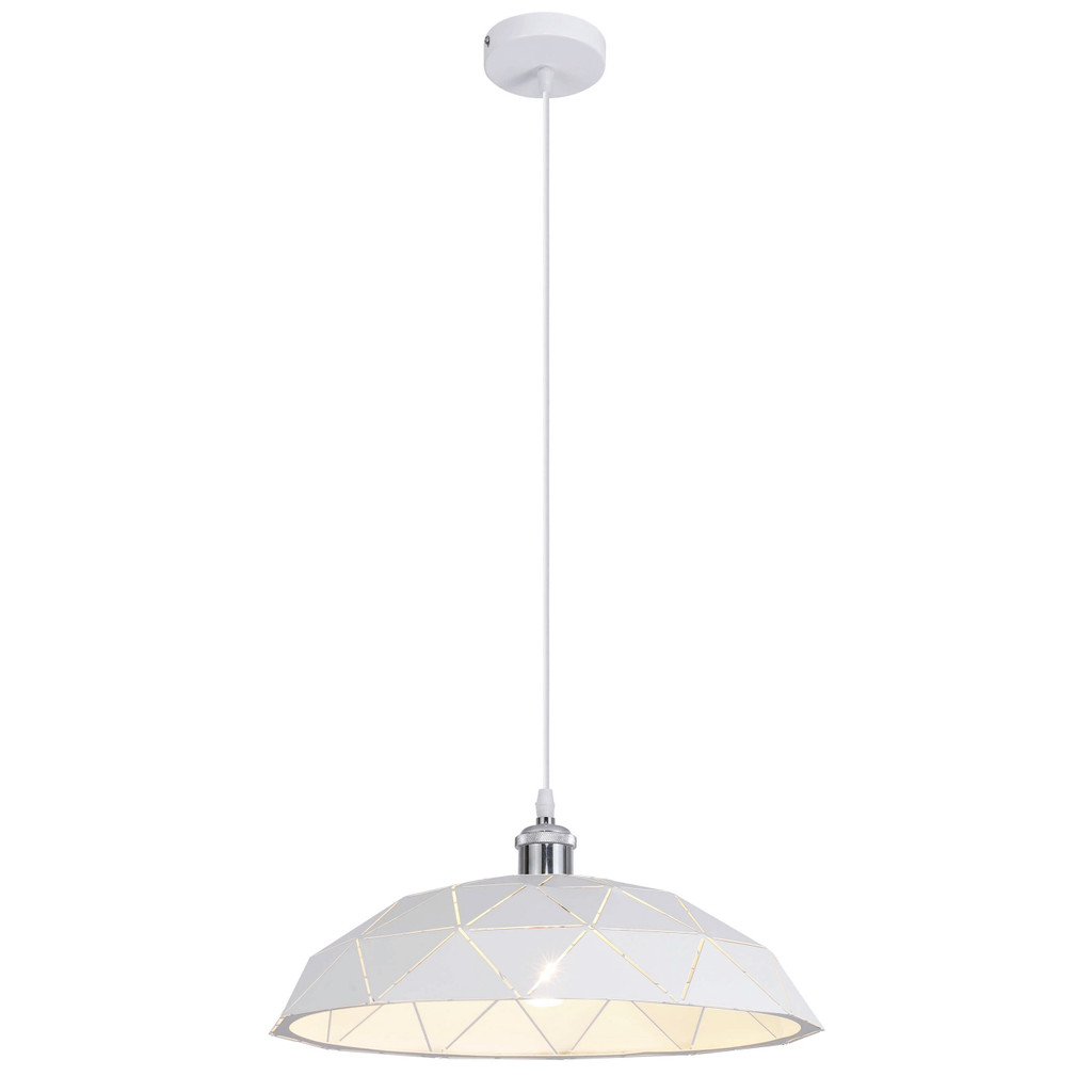 Metalowa biała lampa wisząca GROSETTO W1 w skandynawskim stylu, designerski klosz - Lumina Deco zdjęcie 2