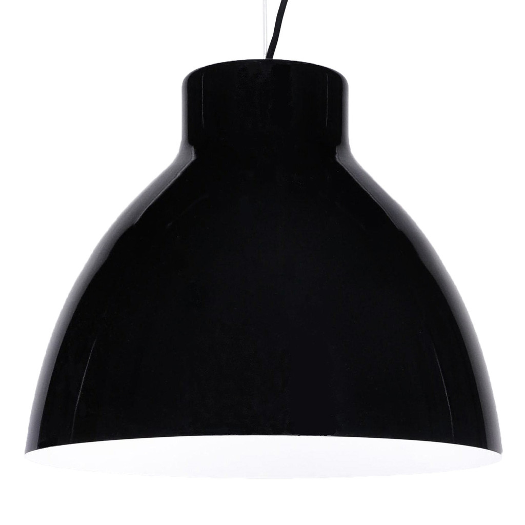 Skandynawska czarna lampa wisząca CORNELLA w połysku z białym wnętrzem - Lumina Deco zdjęcie 1