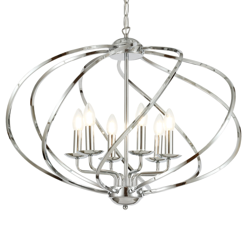 Chromowana metalowa lampa wisząca, żyrandol RODERIO w designerskim kształcie - Lumina Deco zdjęcie 1
