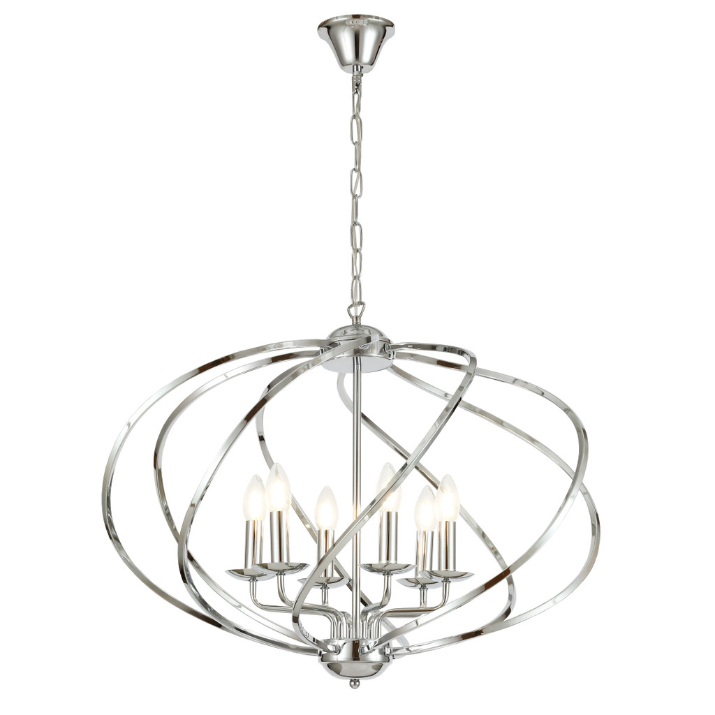 Chromowana metalowa lampa wisząca, żyrandol RODERIO w designerskim kształcie - Lumina Deco zdjęcie 3