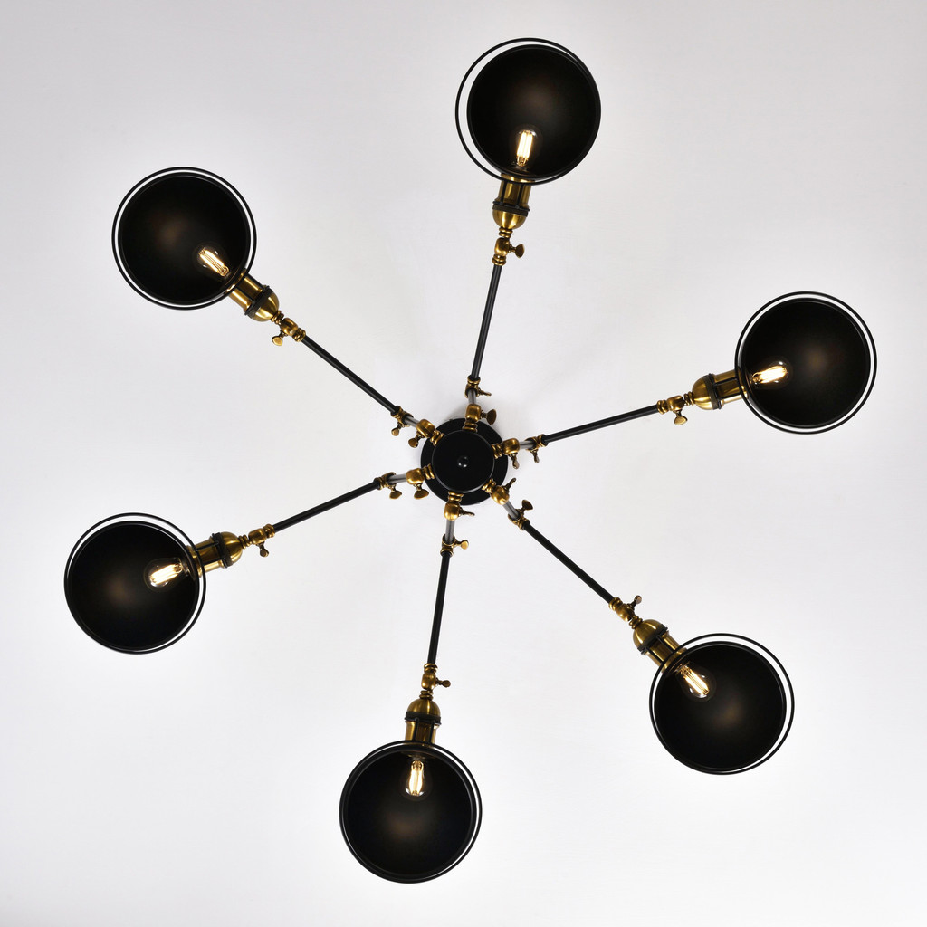 Metalowa czarna lampa wisząca VALMONTI W6 półokrągła kopuła loft - Lumina Deco zdjęcie 3