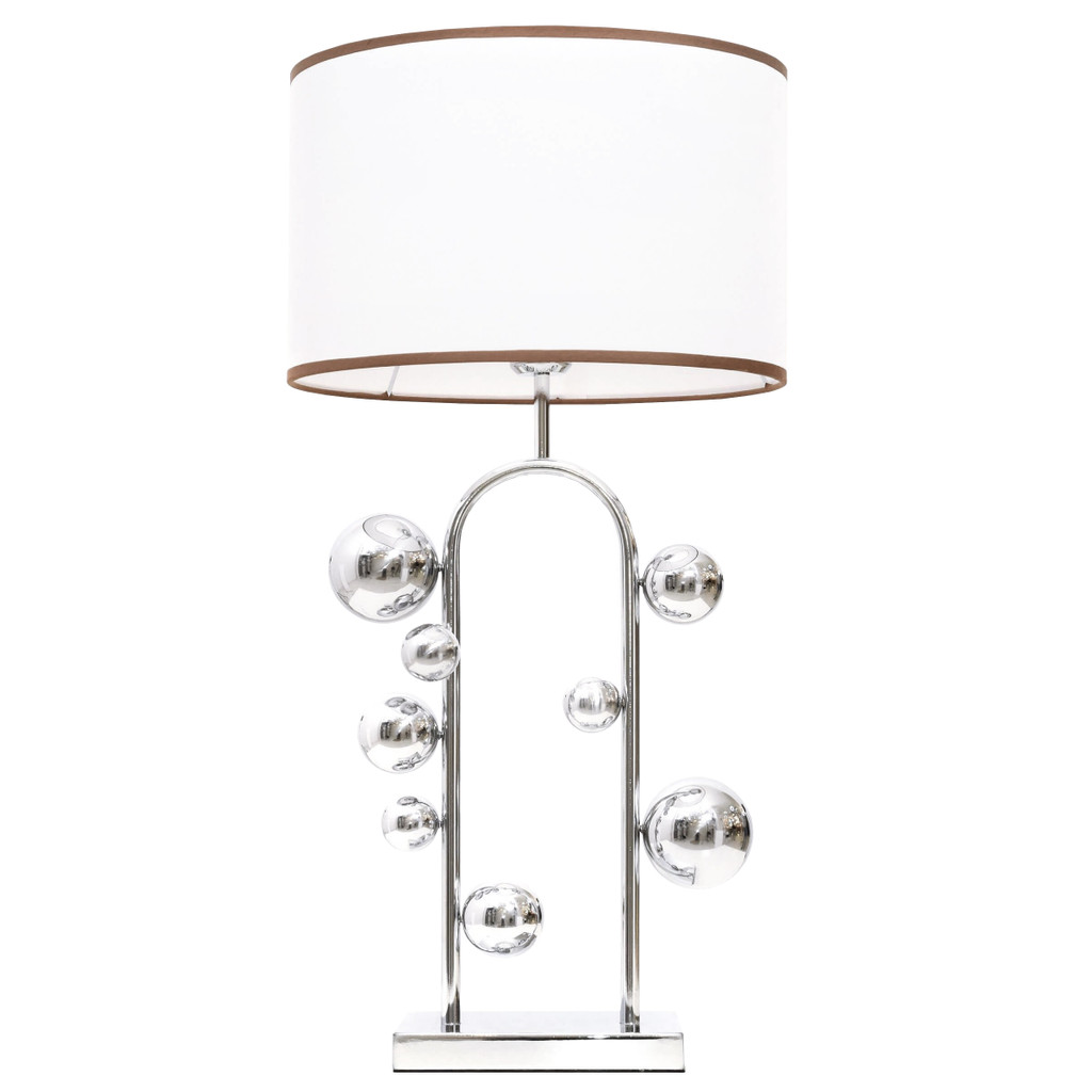Lampa biało-chromowana w stylu glamour SELARI do gabinetu, do sypialni - Lumina Deco zdjęcie 1