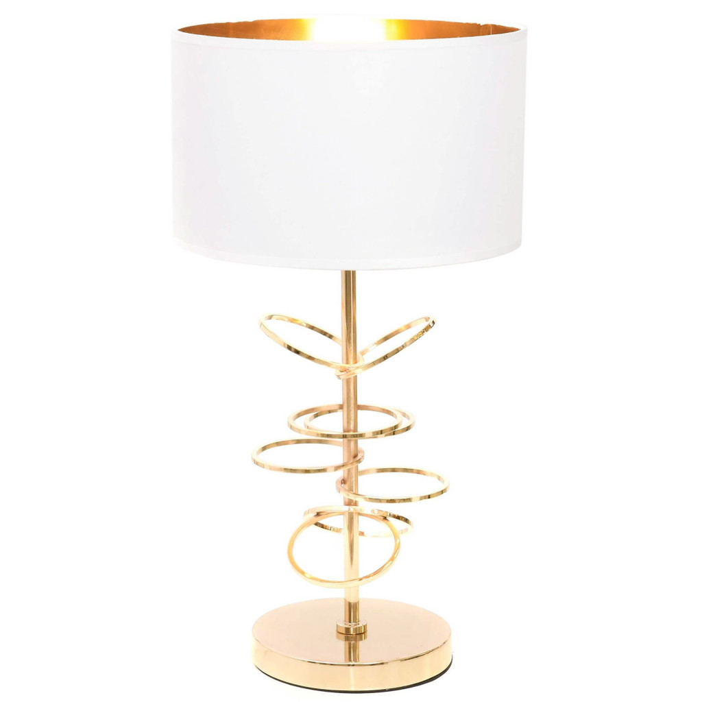 Dekoracyjna elegancka lampka MILARI biało-złota, do sypialni, biura - Lumina Deco zdjęcie 3