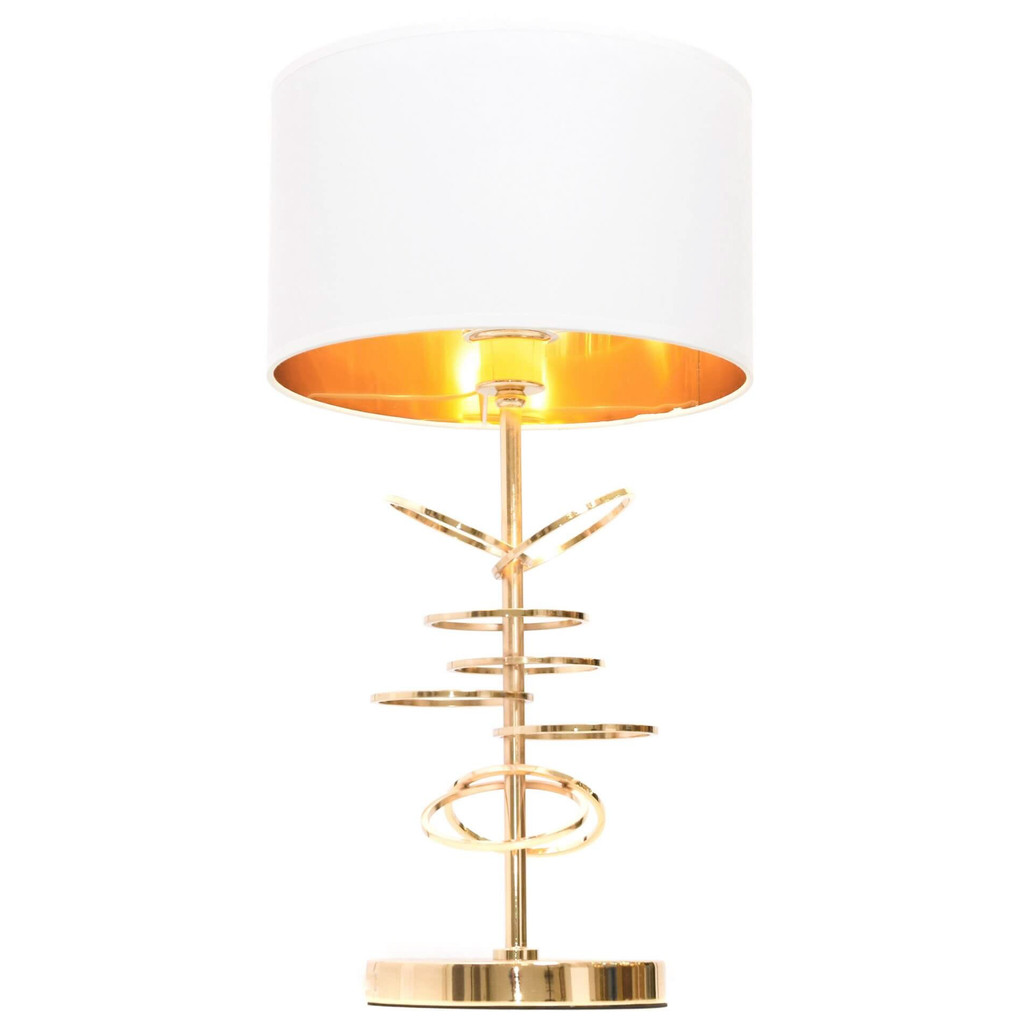 Dekoracyjna elegancka lampka MILARI biało-złota, do sypialni, biura - Lumina Deco zdjęcie 2