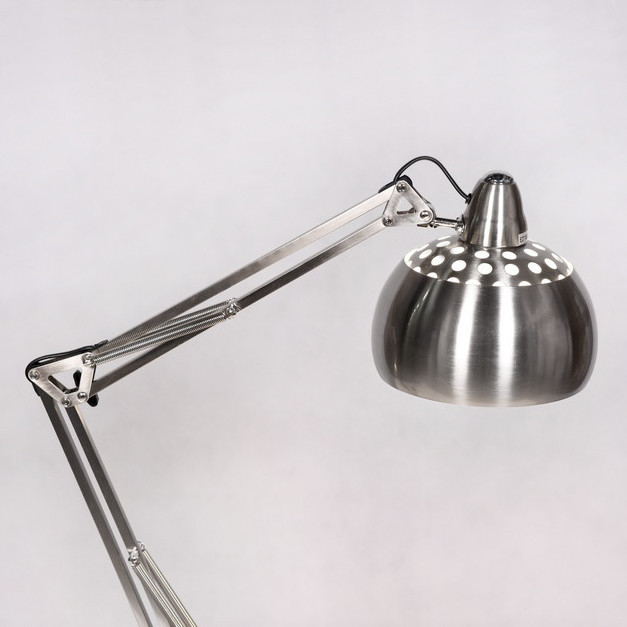 Nowoczesna lampka na biurko srebrna stołowa RIGORRIA gabinetowa metalowa - Lumina Deco zdjęcie 4
