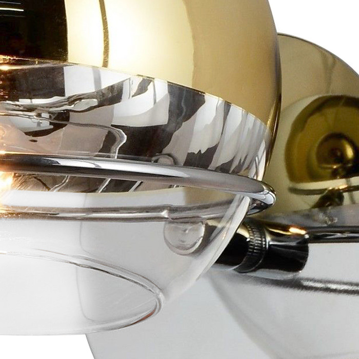 Szklany designerski kinkiet VERONI dwukolorowy klosz kula - złoty, przezroczysty - Lumina Deco zdjęcie 2