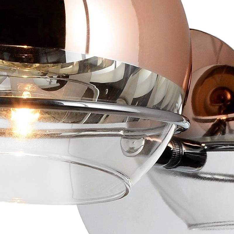Nowoczesna lampa ścienna różowe złoto VERONI klosz szklana kula designerska - Lumina Deco zdjęcie 2