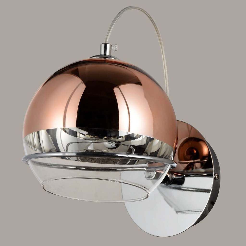 Nowoczesna lampa ścienna różowe złoto VERONI klosz szklana kula designerska - Lumina Deco zdjęcie 3